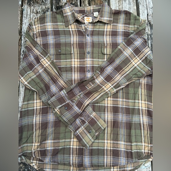 Timberland Mens Plaid Flannel Long Sleeve Button Down Short. Size XL - Picture 3 of 5